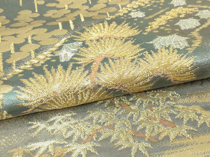 平和屋本店▼六通柄袋帯　風景文　本金箔二重織　正絹　逸品　DABG9899sf