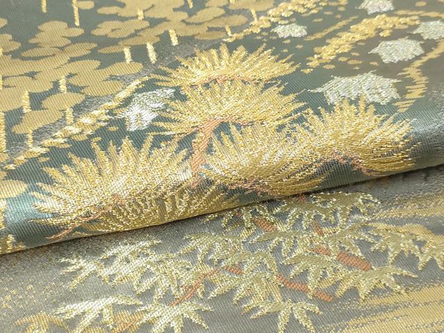平和屋本店▼六通柄袋帯　風景文　本金箔二重織　正絹　逸品　DABG9899sf