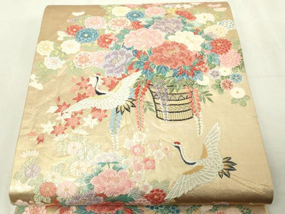平和屋本店▼六通柄袋帯　唐織　九百錦　東洛遊花文　本金貮重箔　正絹　逸品　DABG9900sf