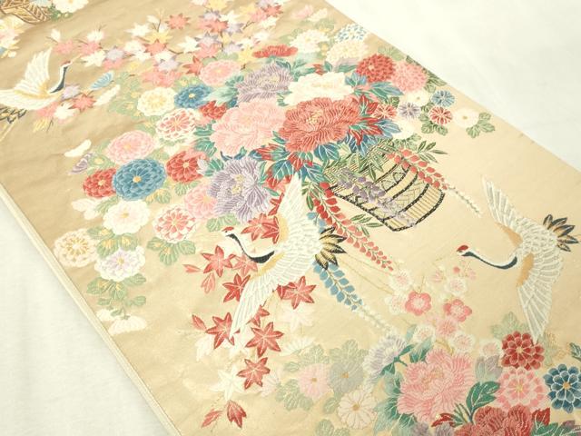 平和屋本店▼六通柄袋帯　唐織　九百錦　東洛遊花文　本金貮重箔　正絹　逸品　DABG9900sf
