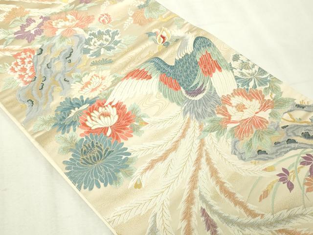 平和屋本店▼六通柄袋帯　唐織　瑞鳥花苑文　本金九百錦　正絹　逸品　DABG9909sf