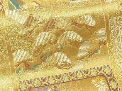 平和屋本店▼六通柄袋帯　琳派瑞祥錦　本金箔つづれ　正絹　逸品　DABG9910sf