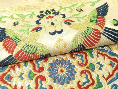 平和屋本店▼西陣　川上織物　六通柄袋帯　唐織　鳳凰花文　純金箔　正絹　逸品　DABG9911sf