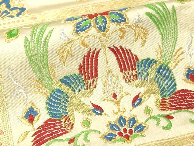 平和屋本店▼西陣　川上織物　六通柄袋帯　唐織　鳳凰花文　純金箔　正絹　逸品　DABG9911sf