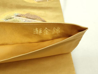 平和屋本店●西陣　長嶋成織物　ながしま帯　六通柄袋帯　平安貝合せ図　本金箔　瀞金錦　正絹　逸品　DABG9915sf