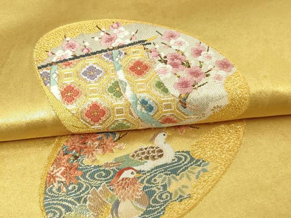 平和屋本店●西陣　長嶋成織物　ながしま帯　六通柄袋帯　平安貝合せ図　本金箔　瀞金錦　正絹　逸品　DABG9915sf