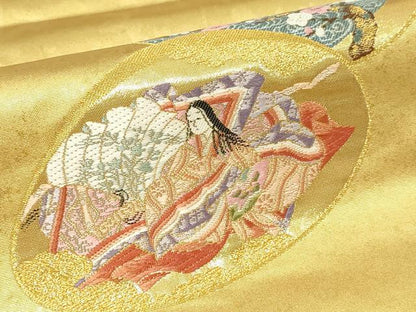 平和屋本店●西陣　長嶋成織物　ながしま帯　六通柄袋帯　平安貝合せ図　本金箔　瀞金錦　正絹　逸品　DABG9915sf