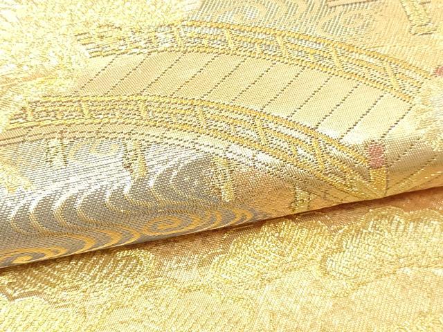 平和屋着物▼六通柄袋帯　金彩御殿春秋文　正絹　逸品　DABG9919sf