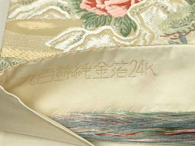 平和屋本店▼六通柄袋帯　唐織　御所車鳳凰花文　九百錦純金箔24ｋ　正絹　逸品　DABG9920sf