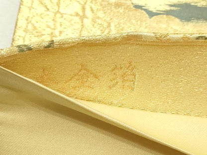 平和屋本店▼六通柄袋帯　京洛春陽文　本金箔　正絹　逸品　DABG9924sf