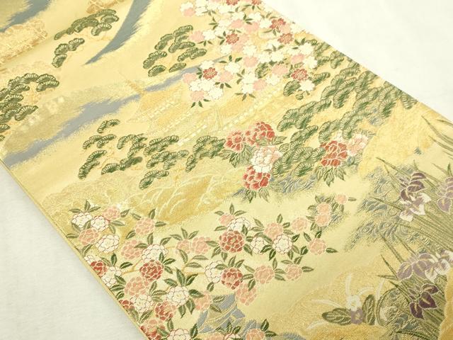 平和屋本店▼六通柄袋帯　京洛春陽文　本金箔　正絹　逸品　DABG9924sf