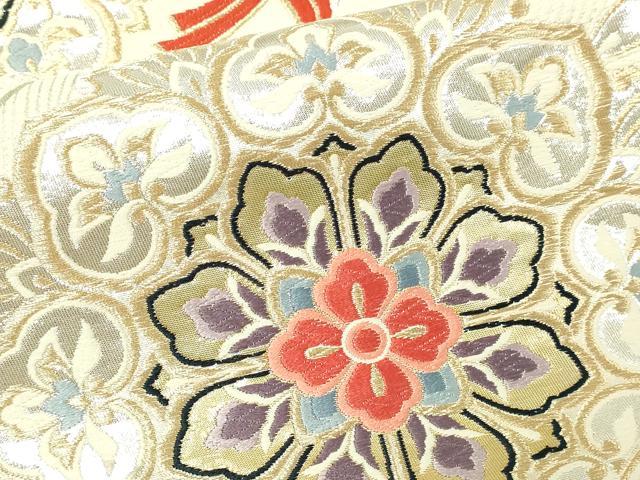 平和屋本店▼六通柄袋帯　唐織　正倉院花文　本金二丁箔九百錦　正絹　逸品　DABG9925sf