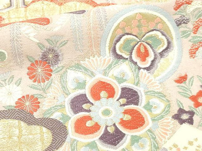 平和屋本店▼六通柄袋帯　唐織　松皮菱華文　九百錦24ｋ本金箔　正絹　逸品　DABG9929sf