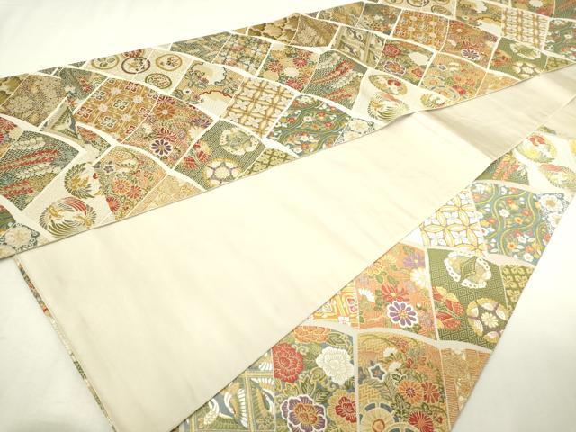 平和屋本店▼六通柄袋帯　唐織　花蝶文　本金箔　正絹　逸品　DABG9936sf