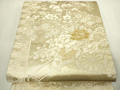 平和屋本店▼六通柄袋帯　花車文　本金箔　金箔二重織　正絹　逸品　DABG9937sf
