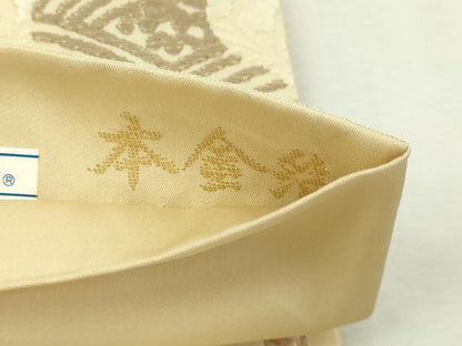 平和屋本店▼六通柄袋帯　唐織　地紙草花文　本金箔　引箔織　正絹　逸品　DABG9938sf