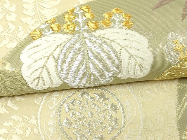 平和屋本店▼六通柄袋帯　唐織　地紙草花文　本金箔　引箔織　正絹　逸品　DABG9938sf