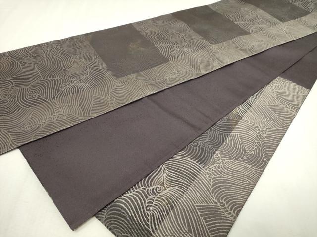 平和屋本店▼六通柄袋帯　立波文　本金箔　正絹　逸品　DABG9939sf