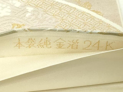 平和屋本店▼六通柄　本袋帯　花鳥文　純金箔24ｋ　正絹　逸品　DABG9940sf
