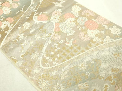 平和屋本店▼六通柄　本袋帯　花鳥文　純金箔24ｋ　正絹　逸品　DABG9940sf