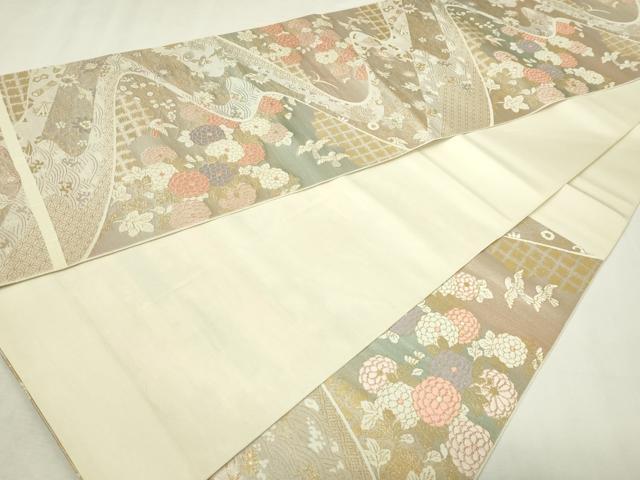 平和屋本店▼六通柄　本袋帯　花鳥文　純金箔24ｋ　正絹　逸品　DABG9940sf