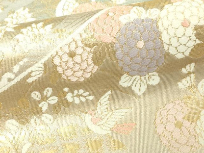 平和屋本店▼六通柄　本袋帯　花鳥文　純金箔24ｋ　正絹　逸品　DABG9940sf