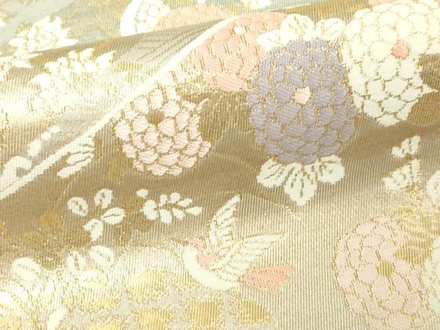 平和屋本店▼六通柄　本袋帯　花鳥文　純金箔24ｋ　正絹　逸品　DABG9940sf