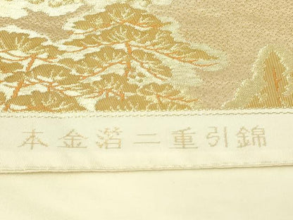 平和屋本店▼六通柄袋帯　金閣寺　本金箔二重引箔　正絹　逸品　DABG9945sf