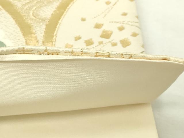 平和屋本店▼六通柄袋帯　唐織　青梅菱鳥文　24ｋ本金箔　正絹　逸品　DABG9950sf