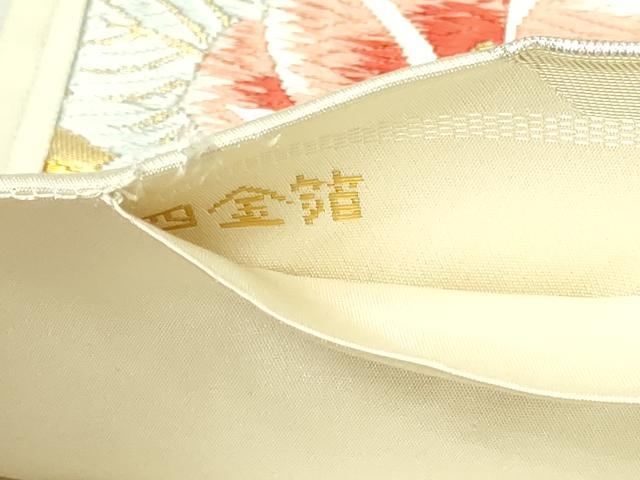平和屋本店▼六通柄袋帯　唐織　能衣花鳥文　弐捨四金箔　正絹　逸品　DABG9952sf