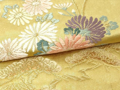 平和屋本店▼六通柄袋帯　唐織　格天井絵紋　本金摺漆箔　正絹　逸品　DABG9953sf