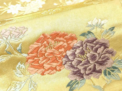 平和屋本店▼六通柄袋帯　唐織　格天井絵紋　本金摺漆箔　正絹　逸品　DABG9953sf