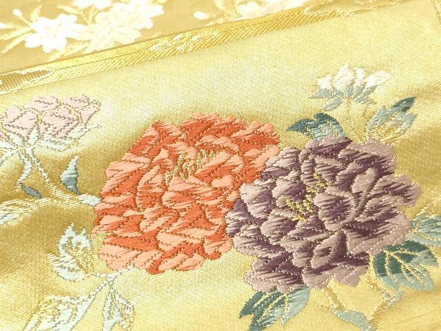 平和屋本店▼六通柄袋帯　唐織　格天井絵紋　本金摺漆箔　正絹　逸品　DABG9953sf