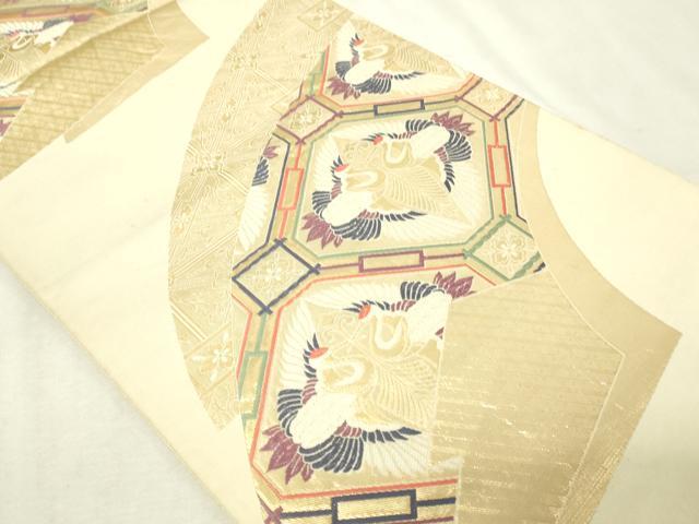 平和屋本店▼六通柄袋帯　九百錦　地紙向鶴華文　純金箔24ｋ　正絹　逸品　DABG9965sf