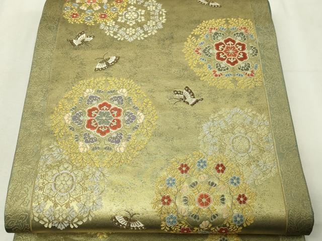 平和屋本店▼六通柄袋帯　天平彩絵箔華文　本金箔　正絹　逸品　DABG9969sf