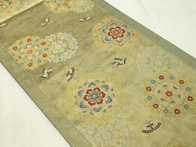平和屋本店▼六通柄袋帯　天平彩絵箔華文　本金箔　正絹　逸品　DABG9969sf