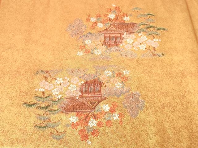 平和屋本店●六通柄袋帯　柱離宮絵文　本金箔　金泥箔　正絹　逸品　DABG9973sf