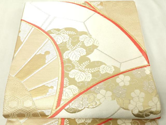 平和屋本店▼六通柄袋帯　長光金彩錦　花車文　純金二重箔　正絹　逸品　DABG9975sf