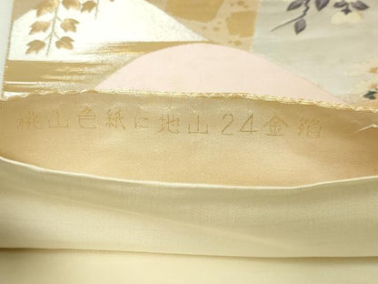 平和屋本店▼六通柄袋帯　唐織　九百錦　桃山色紙に地山　24金箔　正絹　逸品　DABG9976sf
