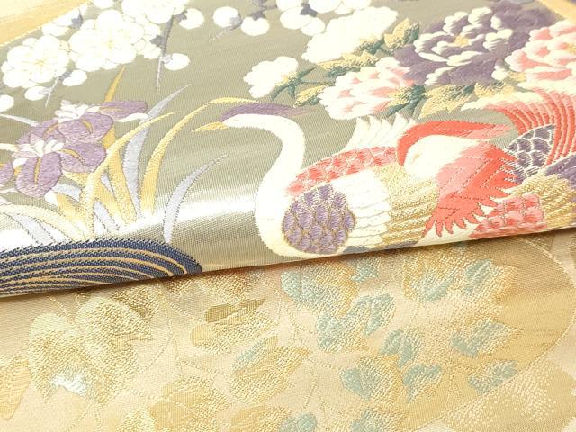 平和屋本店▼六通柄袋帯　唐織　九百錦　桃山色紙に地山　24金箔　正絹　逸品　DABG9976sf