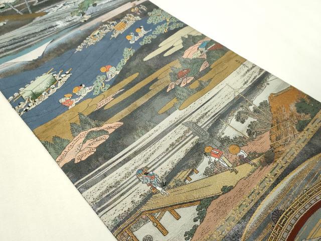 平和屋本店▼全通全景柄袋帯　富嶽三十六景　本金　正絹　逸品　DABG9987sf
