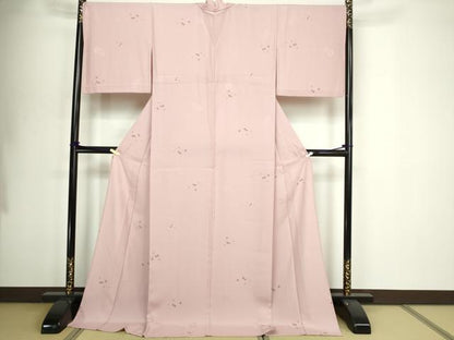 平和屋着物▽小紋　単衣　舞花文　洗える着物　ロング丈　DABG9990sf