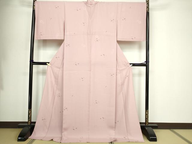 平和屋着物▽小紋　単衣　舞花文　洗える着物　ロング丈　DABG9990sf