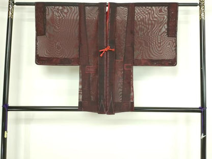 平和屋着物▽道中着　スリーシーズン　春夏秋　塵除け　横段文　正絹　逸品　DABG9994sf
