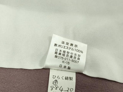 平和屋着物▽色無地　単衣　草花地紋　江戸鼠色　洗える着物　DABG9996sf