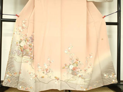 平和屋着物●ブライダルファッションデザイナー・桂由美　訪問着　駒刺繍　花車文　暈し染め　金彩　正絹　逸品　未使用　DABH0003op