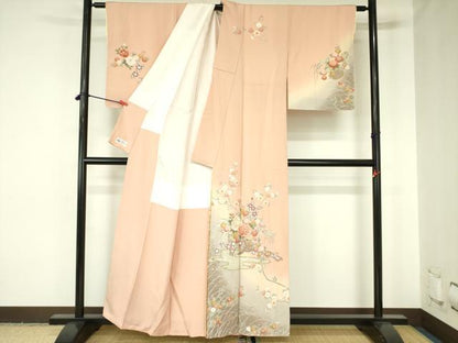 平和屋着物●ブライダルファッションデザイナー・桂由美　訪問着　駒刺繍　花車文　暈し染め　金彩　正絹　逸品　未使用　DABH0003op