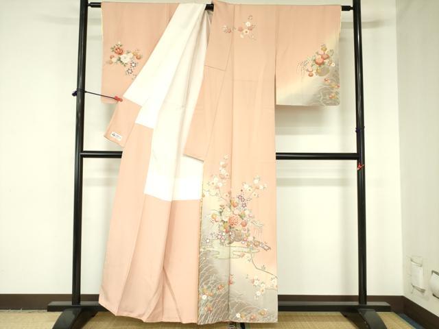 平和屋着物●ブライダルファッションデザイナー・桂由美　訪問着　駒刺繍　花車文　暈し染め　金彩　正絹　逸品　未使用　DABH0003op