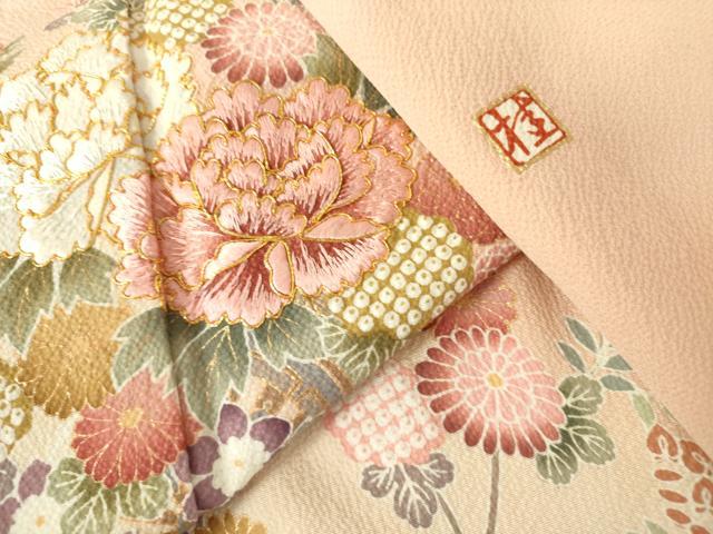平和屋着物●ブライダルファッションデザイナー・桂由美　訪問着　駒刺繍　花車文　暈し染め　金彩　正絹　逸品　未使用　DABH0003op