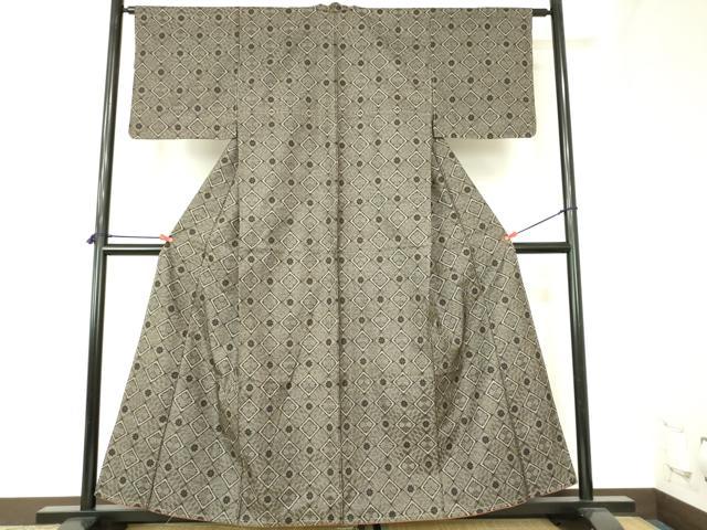 平和屋着物●本場大島紬　龍郷絣　花菱文　正絹　逸品　DABH0004op